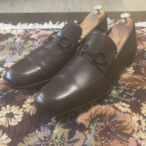 Salvatore Ferragamo Gancini Brown Leather Men’s Dress Loafers Shoe Size 11.5 D